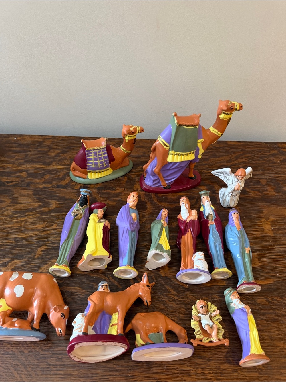 Hand-Painted Ceramic Nativity Set with Rustic Stable - Multi-Color - Picture 7 of 16